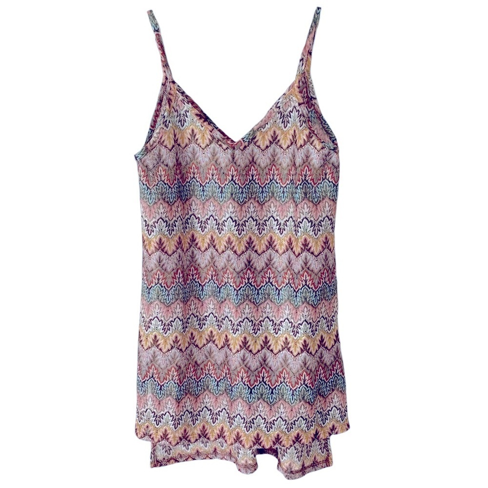 Ginger G | Small | Women's Sheer V-Neck Spaghetti Strap High Low Hem Tank Top